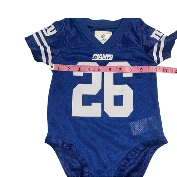 NFL Giants Team Apparel #26 Saquon Barkley Kids Blue Onesie - Picture 7 of 8